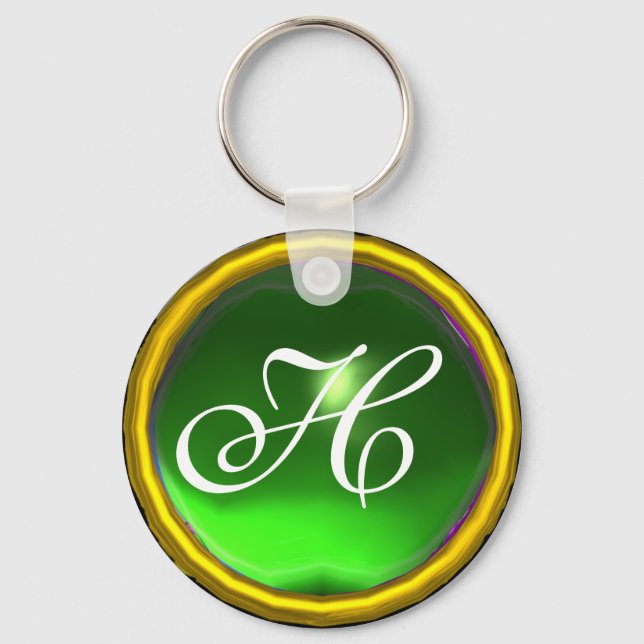 EMERALD MONOGRAM, gult grönt Nyckelring (Framsida)