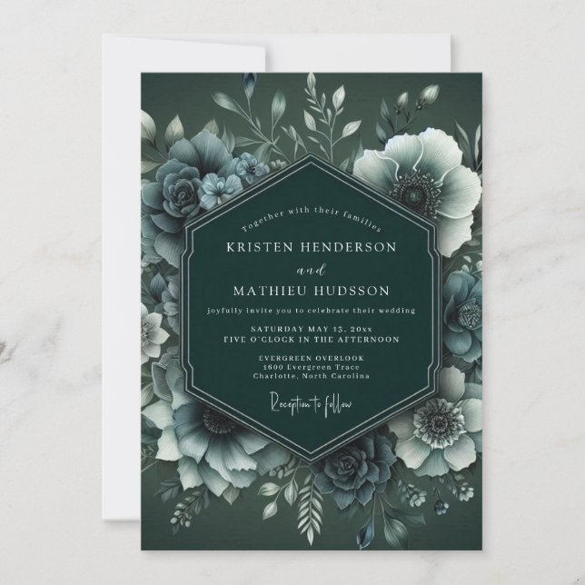 Emerald Moody Anemone Wedding Inbjudningar (Framsida)