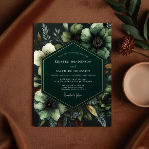 Emerald Moody Bloom Bröllop Inbjudningar
