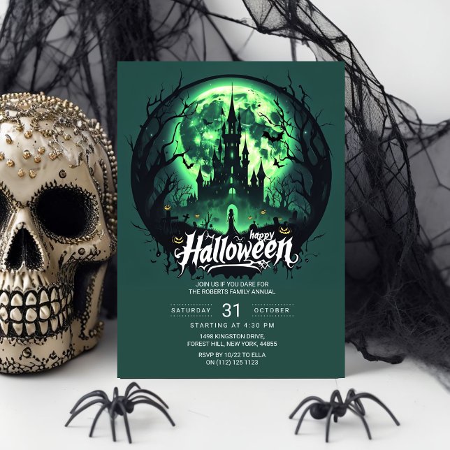 Emerald Moon Spökslott Halloweenfest Inbjudan (Skapare uppladdad)