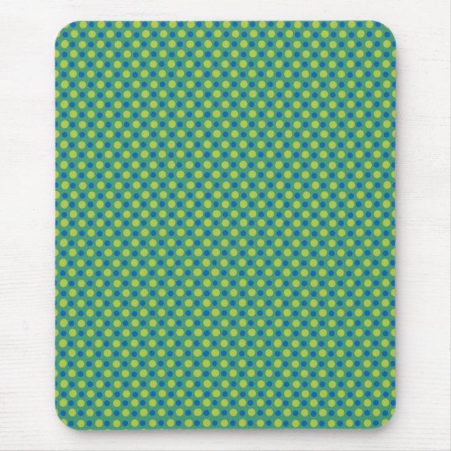 Emerald Mousepad, Blue and Grönt Polka dots Musmatta (Framsidan)