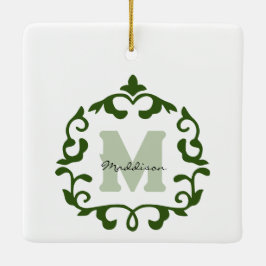 Emerald Namn och Initial Keepsaké Julgransprydnad Keramik