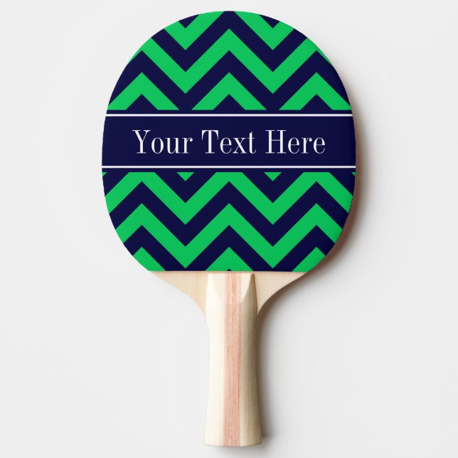 Emerald Navy LG Chevron Navy Blue Namn Monogram Pingisracket (Framsidan)