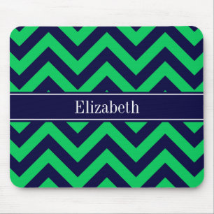 Emerald Navy LG Chevron Navyblå Namnmonogram Musmatta