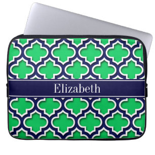 Emerald Navy Moroccan #5DS Navy Namn Monogram Laptop Fodral