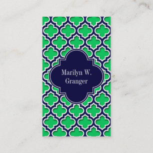 Emerald Navy Moroccan #5DS Navy Namn Monogram Visitkort