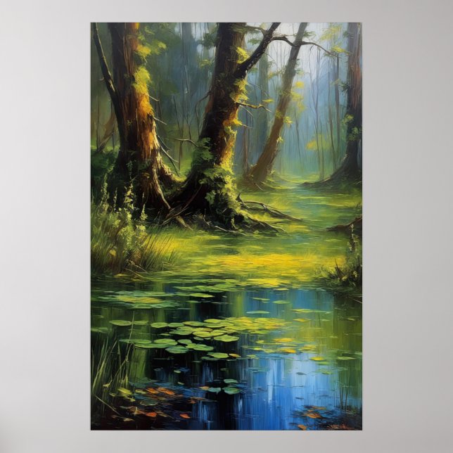 Emerald Oasis, Alluring Shades of a Swampy Forest Poster (Framsidan)