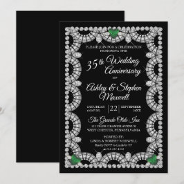 Emerald och Diamond 35e Bröllop-årsdagen Party Inbjudningar