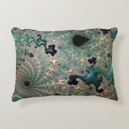 Emerald och Guld Mandelbrot Accent Cushion Prydnadskudde