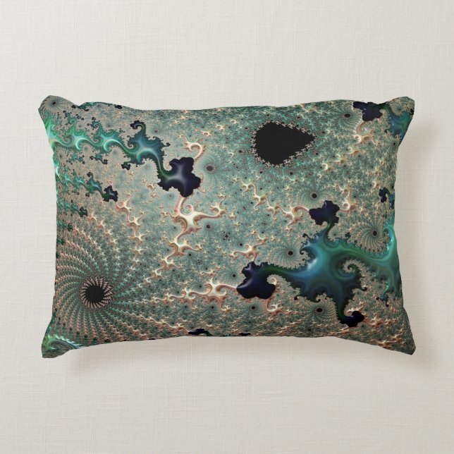 Emerald och Guld Mandelbrot Accent Cushion Prydnadskudde (Framsidan)