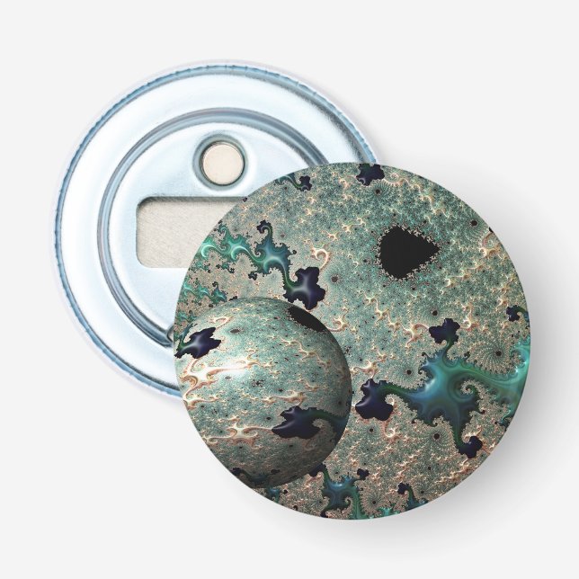 Emerald och Guld Mandelbrot med Sphere Flasköppnare (Framsidan)