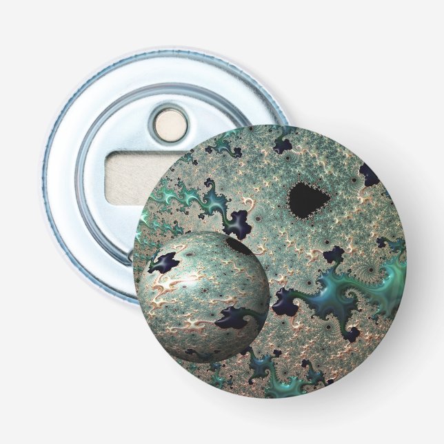 Emerald och Guld Mandelbrot med Sphere Flasköppnare (Framsidan)