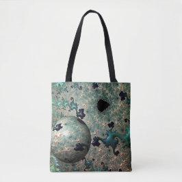 Emerald och Guld Mandelbrot med Sphere Tote Bag Tygkasse
