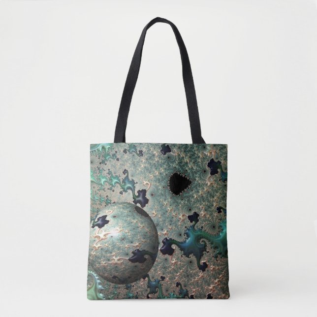 Emerald och Guld Mandelbrot med Sphere Tote Bag Tygkasse (Framsida)