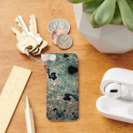 Emerald och Guld Mandelbrot Nyckelring