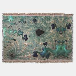 Emerald och Guld Mandelbrot Throw Blanket Filt