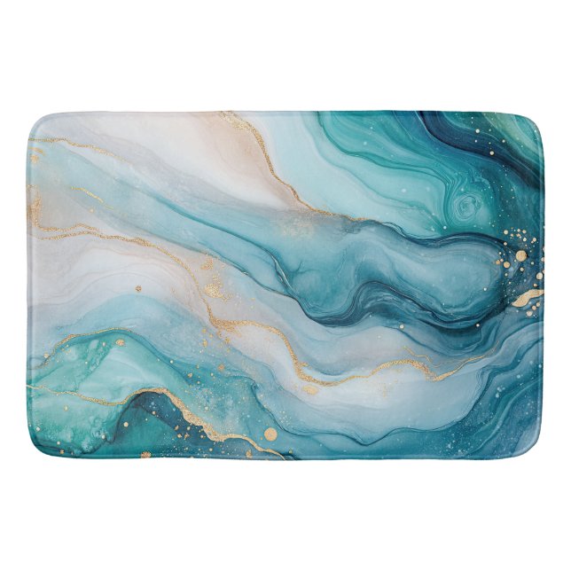 Emerald och Guld Marble Elegance Badrumsmatta (Framsidan)