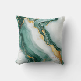Emerald och Guld Marble Swirl Dekorativ kudde