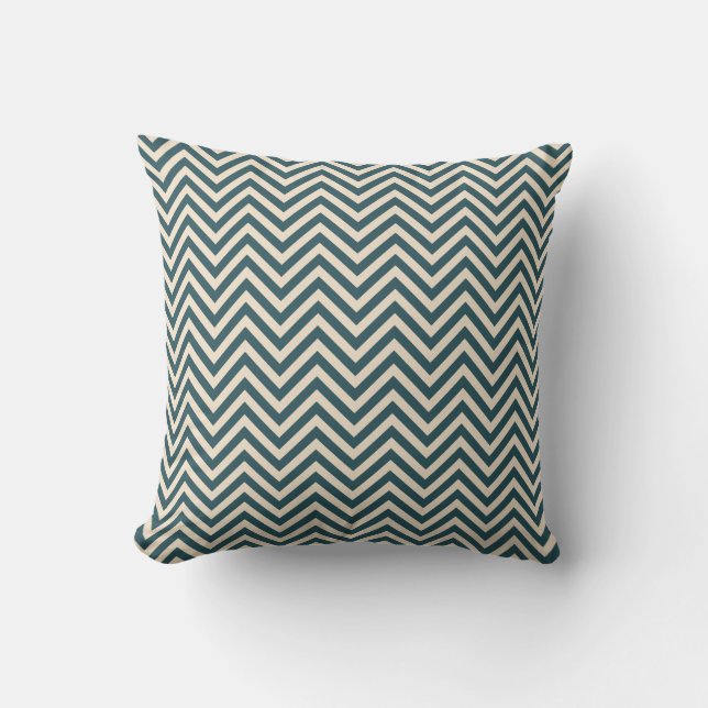 Emerald Off-White Chevron Geometric Mönster Kudde (Framsida)