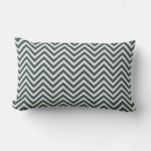 Emerald Off-White Chevron Geometric Mönster Lumbarkudde (Framsida)