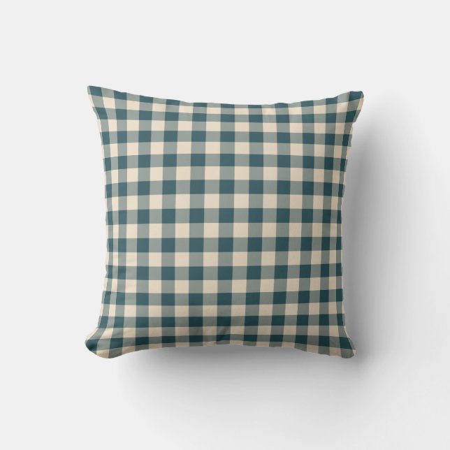 Emerald Off-White Gingham Mönster Kudde (Framsida)
