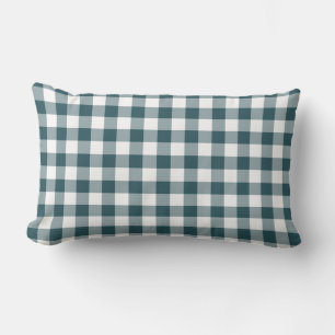 Emerald Off-White Gingham Mönster Lumbarkudde