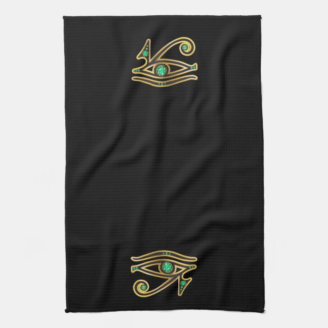 Emerald Öga i Ra i Guld Kitchen Towel Kökshandduk (Vertikal)