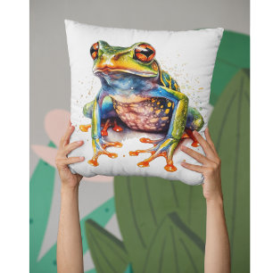Emerald Öga Rainforest Frog Kudde