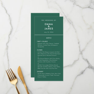 Emerald Omvänt Et-tecken Bröllop Elegant Meny