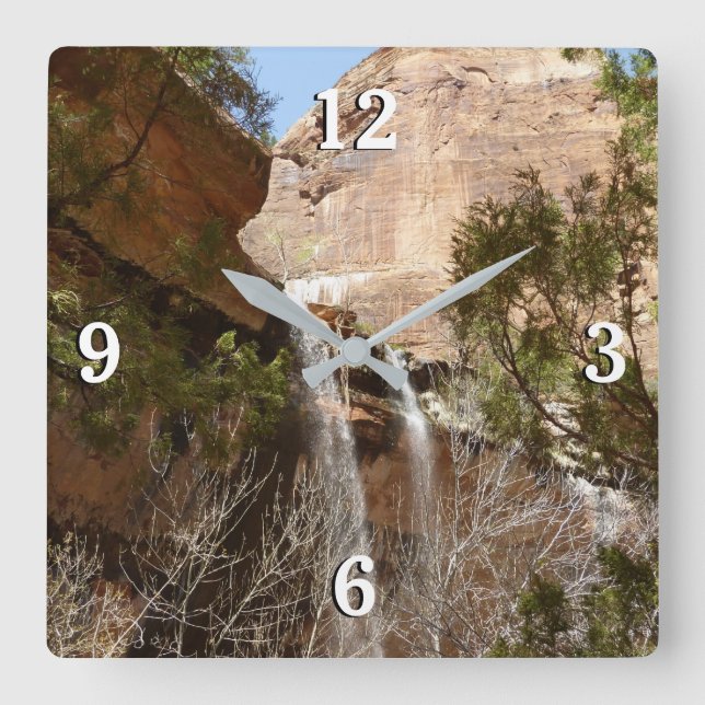 Emerald Pool Falls I från Zion National Park Fyrkantig Klocka (Framsida)