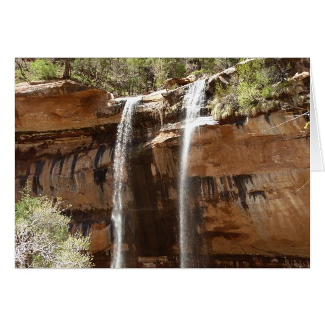 Emerald Pool Falls IV från Zion National Park Hälsningskort (Framsidan Horizontal)