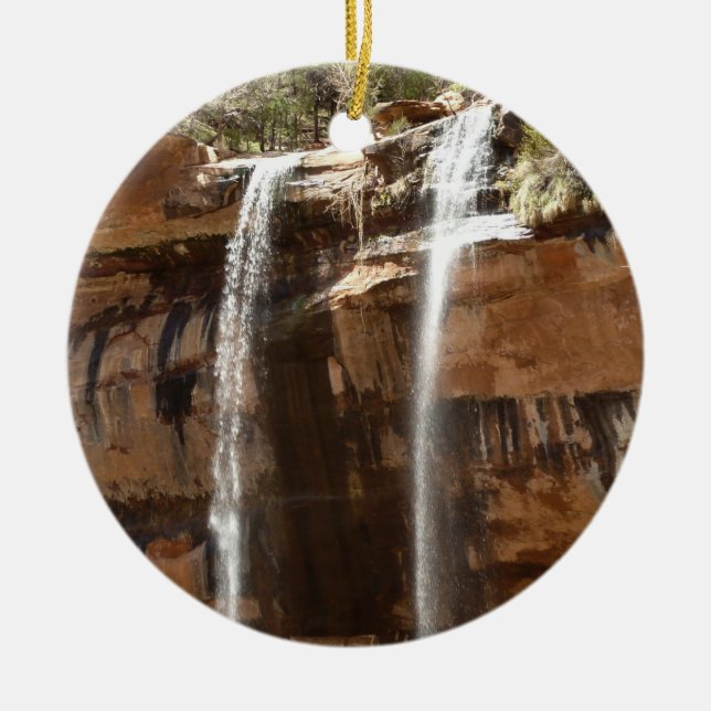 Emerald Pool Falls IV från Zion National Park Julgransprydnad Keramik (Framsidan)