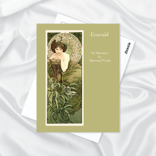 Emerald Precious Stones Series Alphonse Mucha Vykort