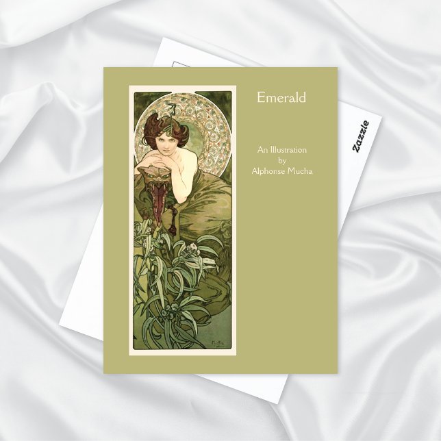 Emerald Precious Stones Series Alphonse Mucha Vykort (Skapare uppladdad)