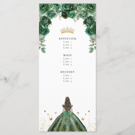 Emerald Quinceañera Blommigt Faux Foil Meny