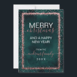 Emerald Ro Guld Sprinkled Confetti jul Julkort<br><div class="desc">elegant, glamoröst och modernt julhälsningskort i helgdag är perfekt för contemporary- och snyggt-evenemanget. Den har en faux tryckt rosa ros guld med glatt glitter sprinklad konfessionell gräns ovanpå en artsy emerald grönt vattenfärgsbakgrund. Baksidan visningar samma glitter men sprinklades över hela sidan med vattenfärgsbakgrunden. Den här chicen, lyxen och den unika...</div>