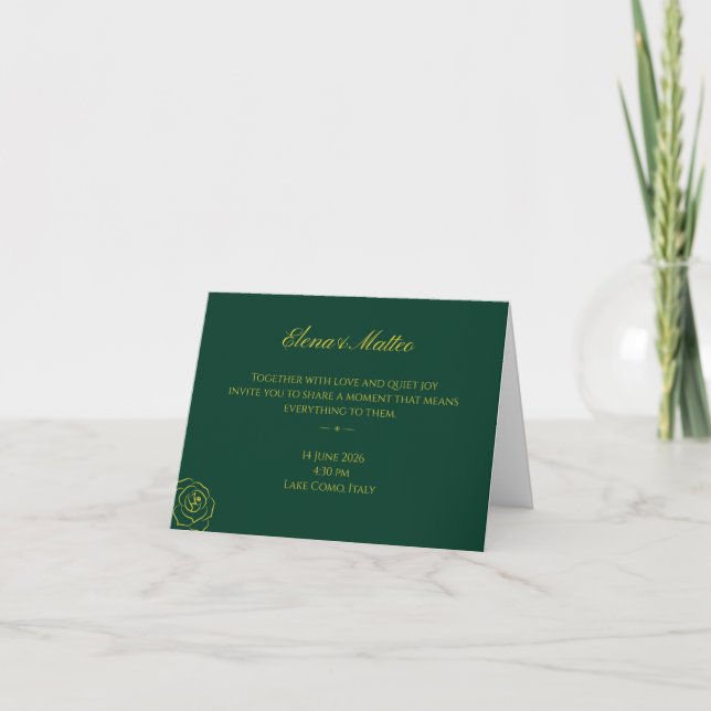 Emerald Romance Wedding Invitations Inbjudan (Framsida)