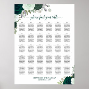 Emerald Rosor Chic 30 Bord Bröllopsställning Poster