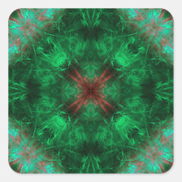 Emerald Sacred Geometri Fraktal Konst Fyrkantigt Klistermärke
