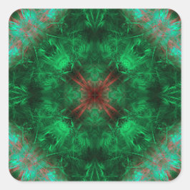 Emerald Sacred Geometri Fraktal Konst Fyrkantigt Klistermärke