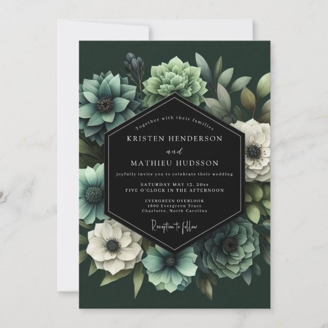 Emerald Sage Vesper Wedding Inbjudningar (Framsida)
