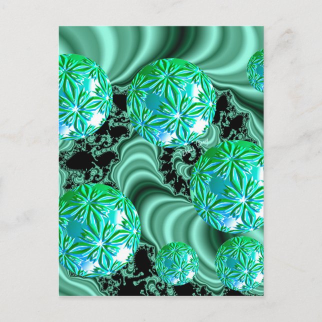 Emerald Satin Dreams - Abstrakt Irish Shamrock Vykort (Framsida)