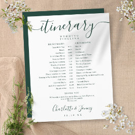 Emerald Script Schedule Bröllop Itinerary Timeline