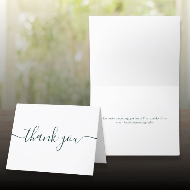 Emerald Script Simple Modern Elegant Tack Kort (Emerald Script Simple Modern Elegant Thank You Card)