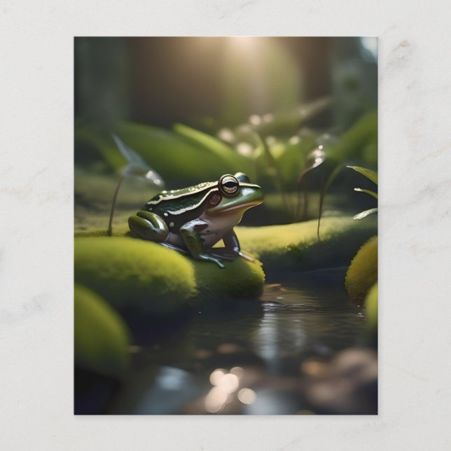 Emerald Serenity: En Grön Groda vid Floden Flygblad (Framsidan)