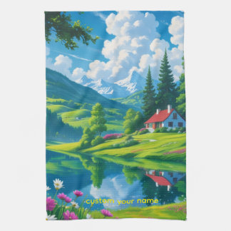 Emerald Serenity – Lakeside Apron Kökshandduk