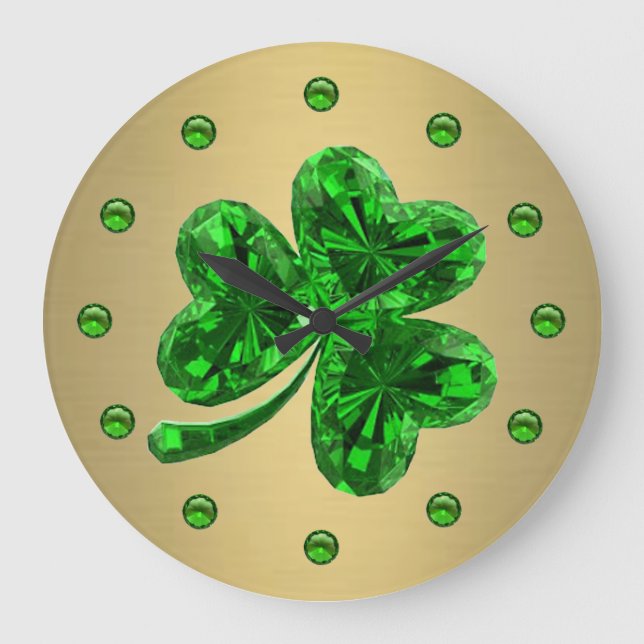 Emerald Shamrock Stor Klocka (Framsida)