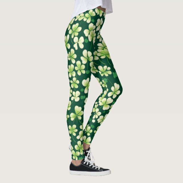 Emerald Shamrock Tapestry: Mörk grönt Delight Leggings (Höger)