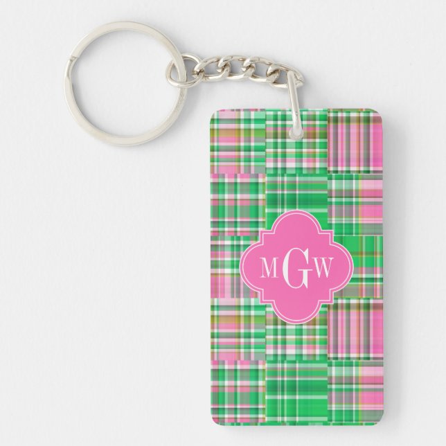 Emerald Shock rosa Preppy Patchwork Madras Monogra (Framsidan)