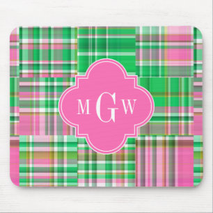 Emerald Shock rosa Preppy Patchwork Madras Monogra Musmatta